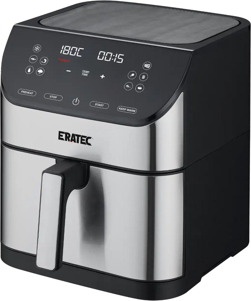 ERATEC AF-60 Air Fryer XXL 5.5L 1500W Oil-Free LED Touchscreen 10 Programs Stainless Steel Black