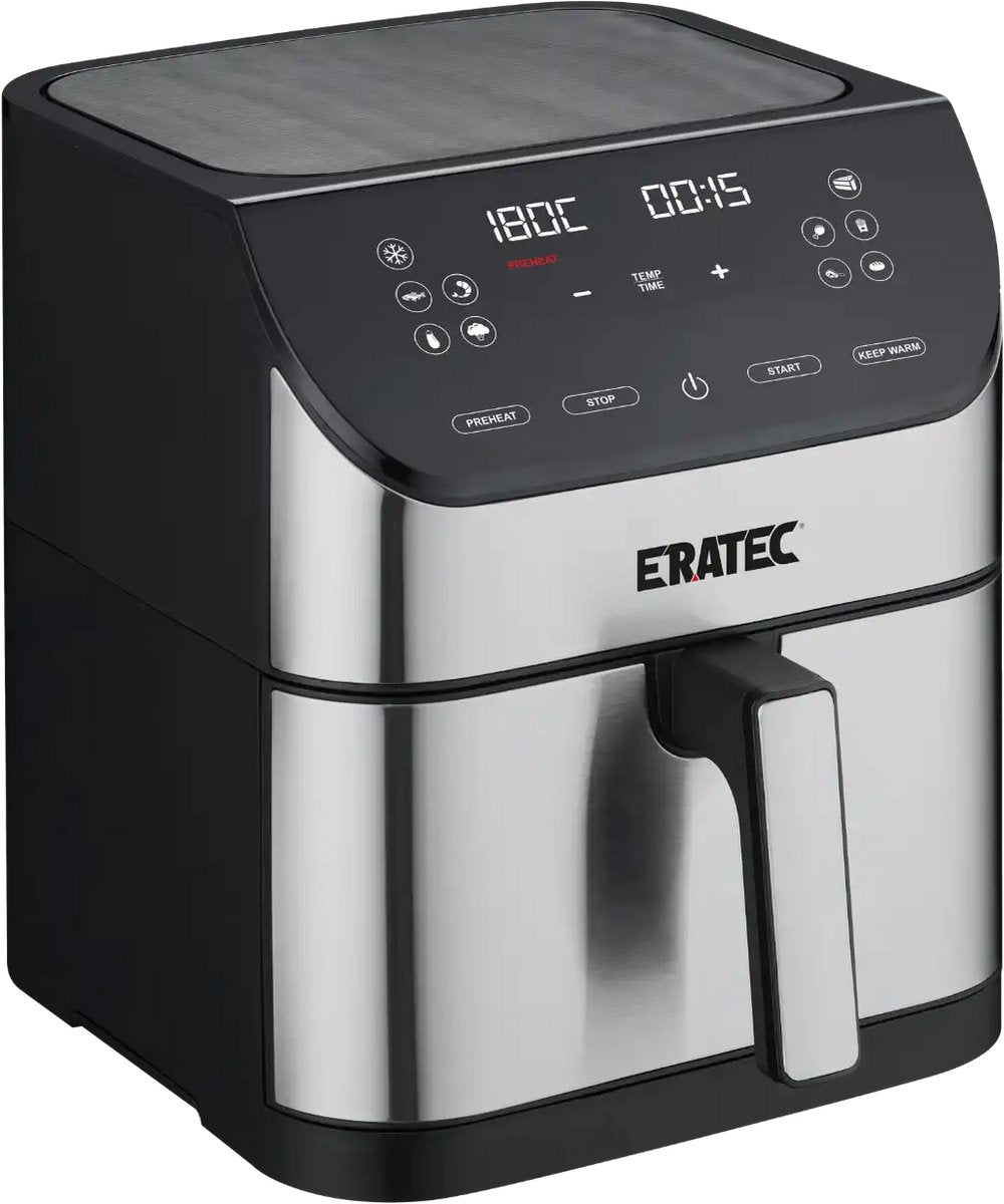 ERATEC AF-60 Air Fryer XXL 5.5L 1500W Oil-Free LED Touchscreen 10 Programs Stainless Steel Black