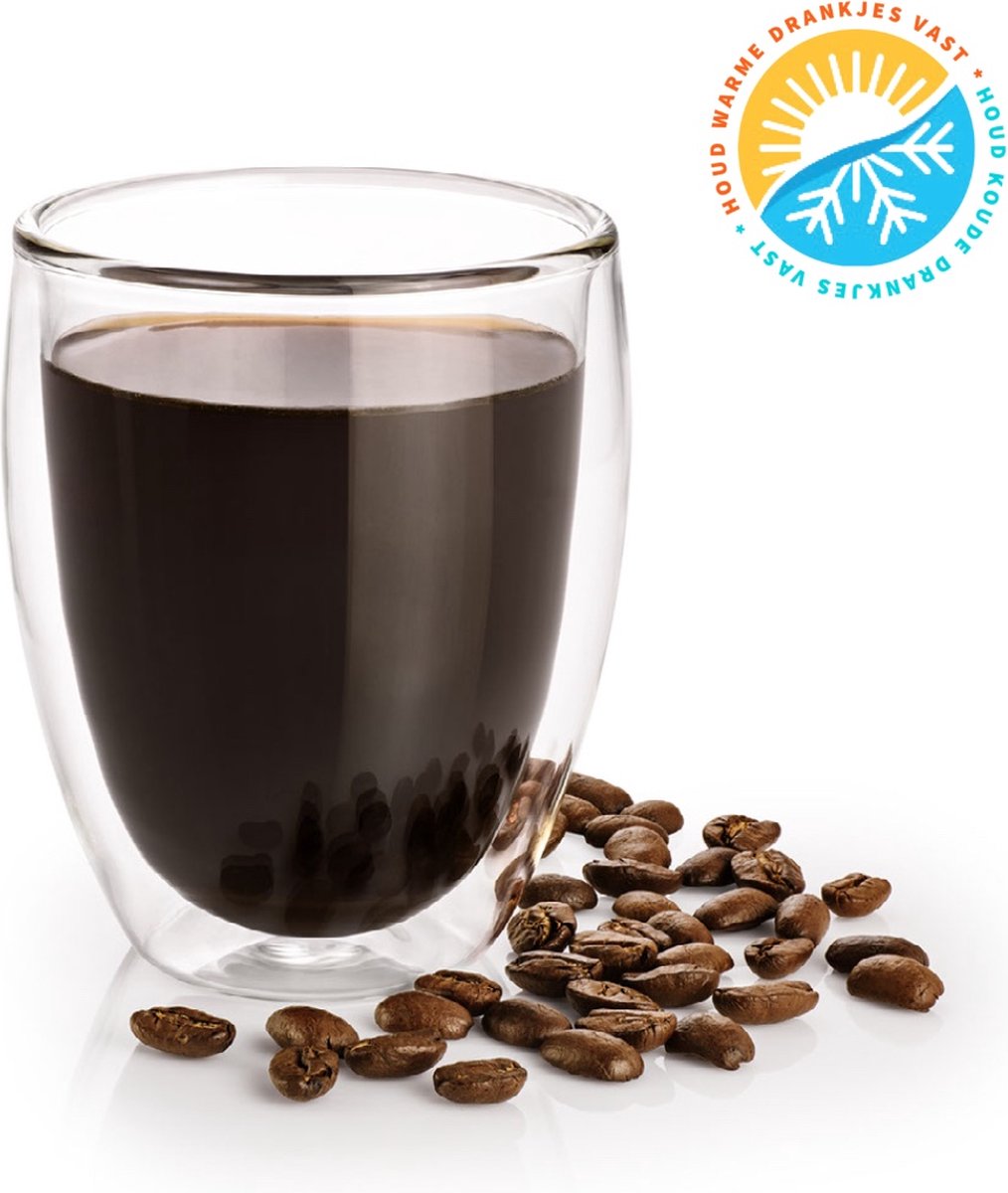 Premium 6-Piece Double-Walled Coffee Glasses Set 350ml - Borosilicate Glass Cappuccino Latte Thermal Insulated Drinking Glasses