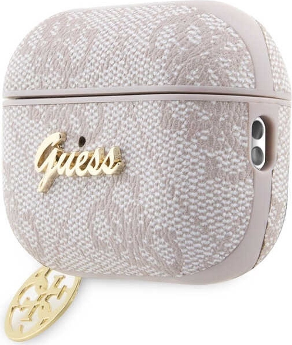 Guess 4G PU Leather Case for Apple AirPods Pro 2 - Pink Designer Protection with Signature 4G Pattern & Metal Logo Charm