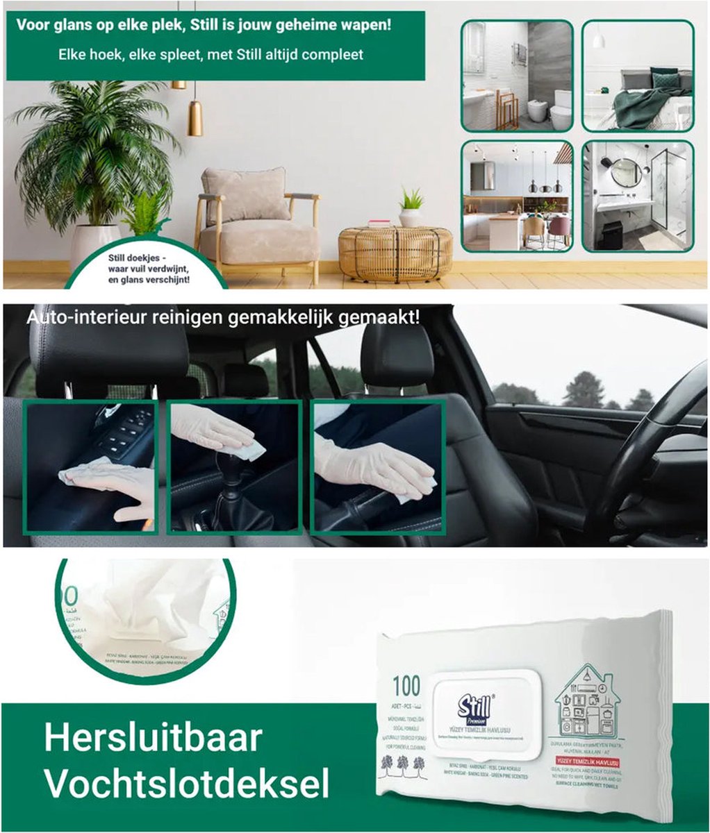 Still Premium Easy Clean Wipes 6-Pack - 600 Extra Large Multi-Purpose Cleaning Wipes with Fresh White Soap Scent for Efficient Streak-Free Cleaning