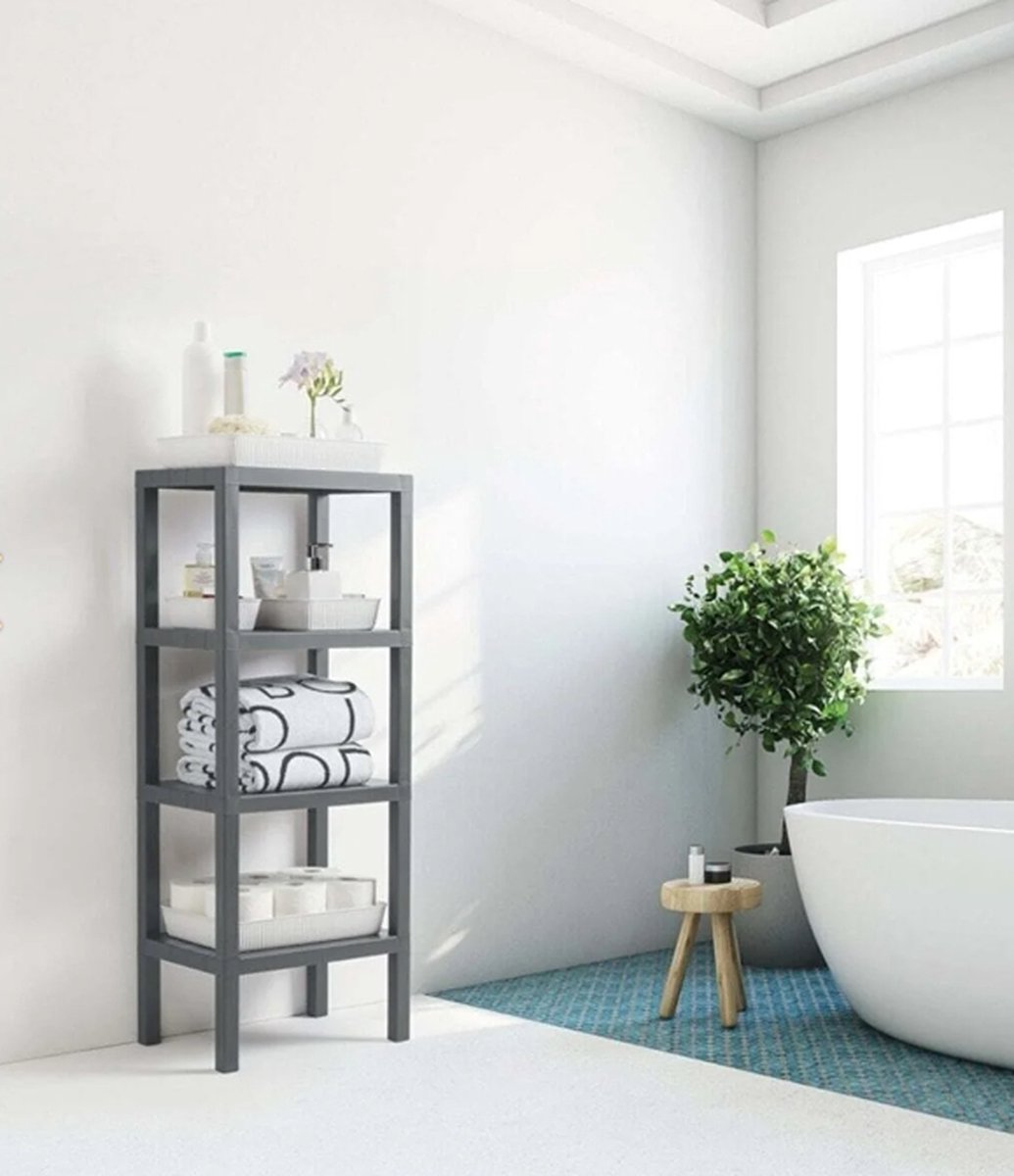 Bathroom Storage Rack Standing 4-Tier Kitchen Storage Rack Standing Grey BPA-Free Multi-Purpose Organization Solution