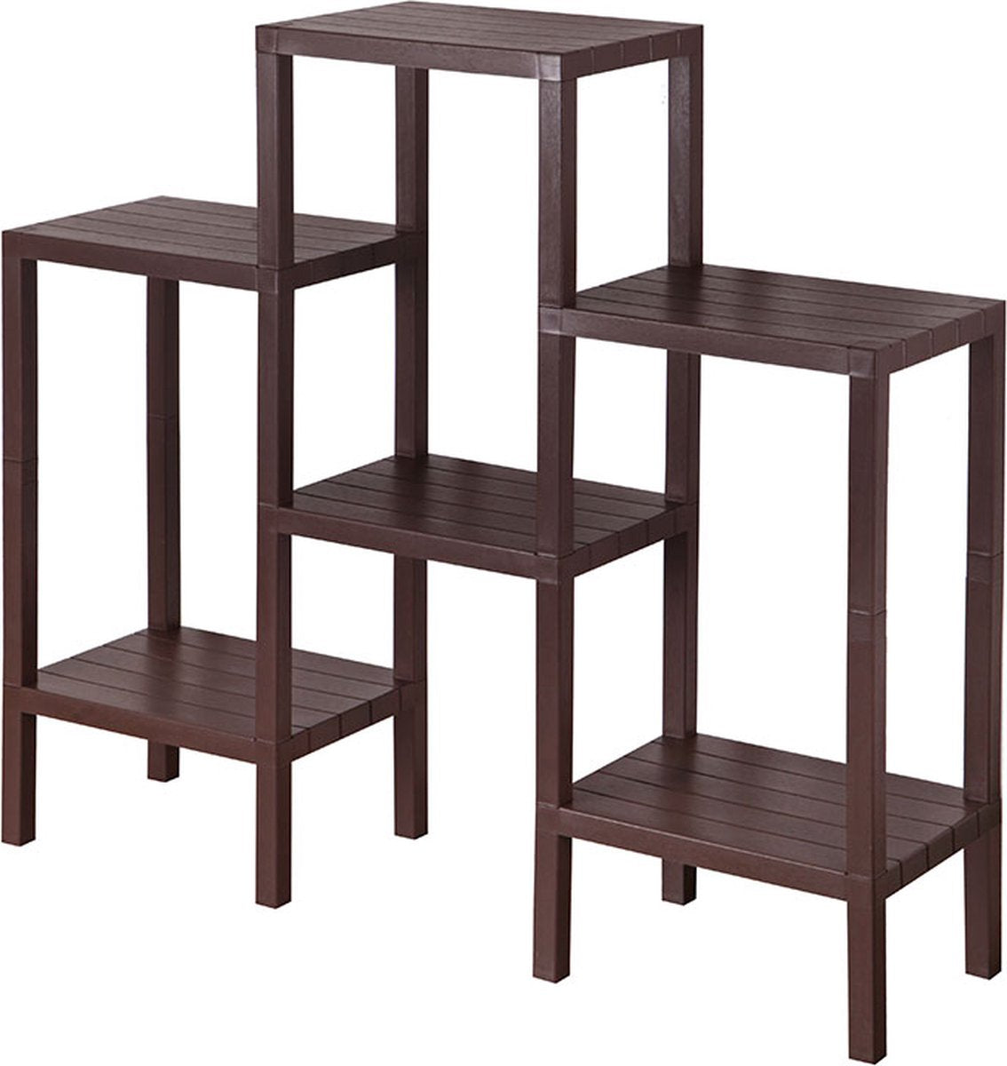 Premium 6-Tier Standing Storage Rack in Brown - Versatile BPA-Free Plastic Organizer for Bathroom & Kitchen with Maximum Space Efficiency