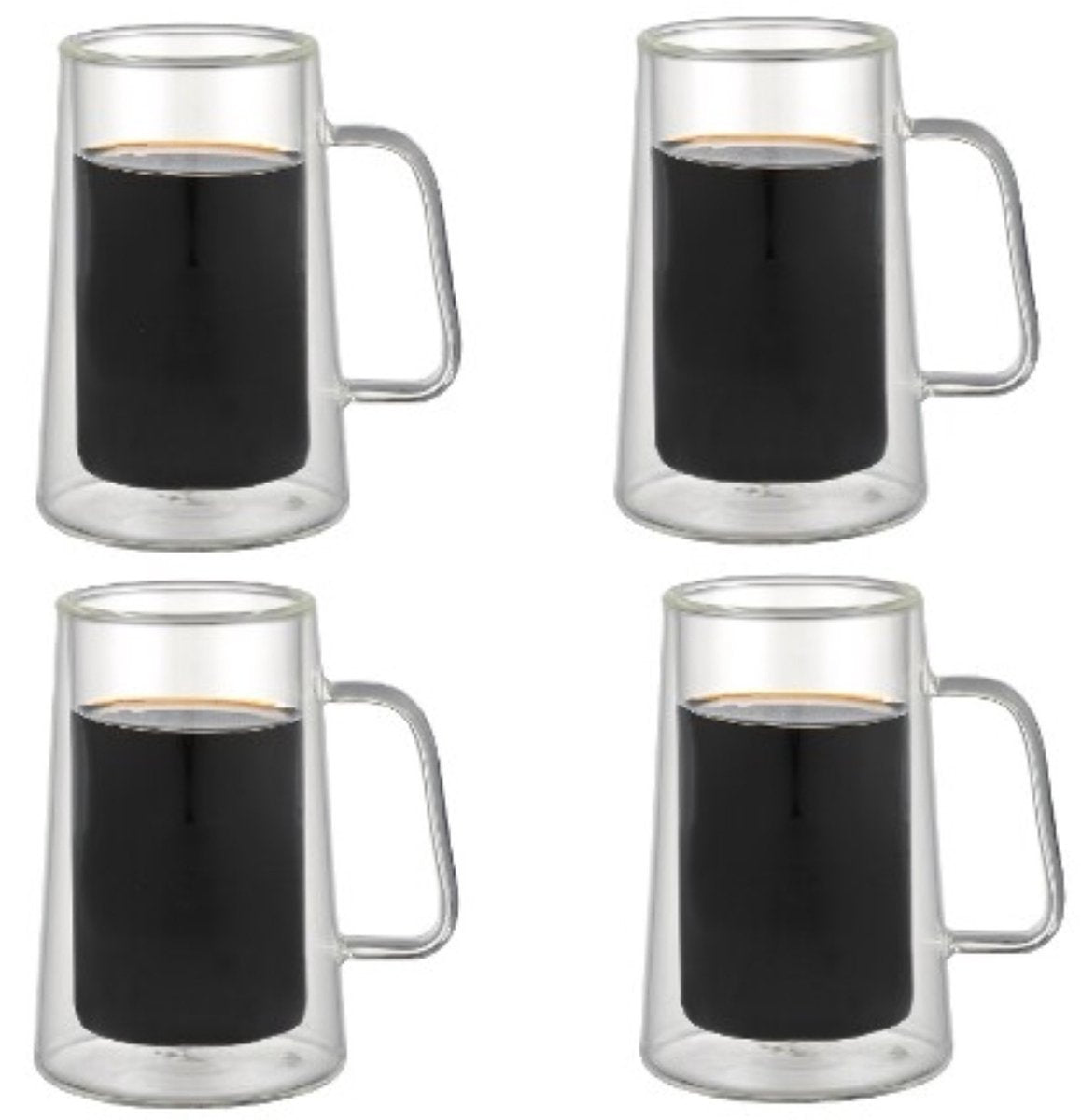 Schafer Latte Macchiato Glasses Double Wall with Handle 300ml Anthracite Set of 4