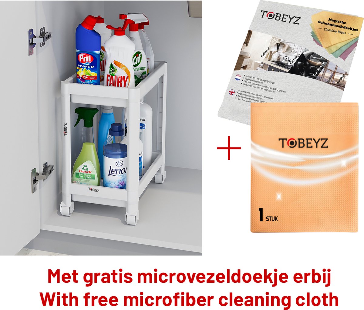 Tobeyz White Kitchen Sink Cabinet Organizer - Premium Two-Layer Sliding Drawer System with Anti-Slip Technology, Spice Rack Functionality for Complete Kitchen Storage Solutions