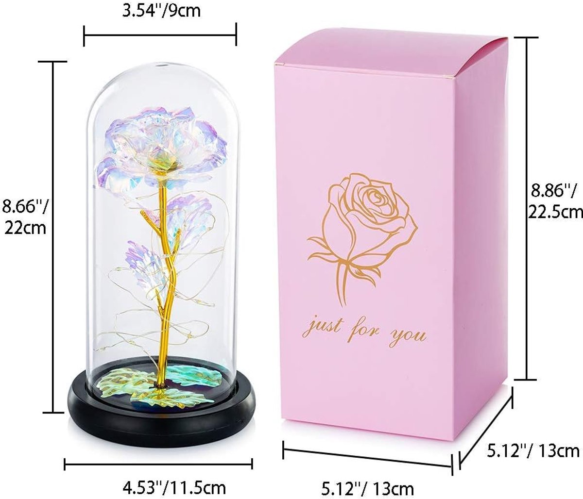 Galaxy Eternal Rose in Glass Dome - LED Light Valentine's Decorative Gift
