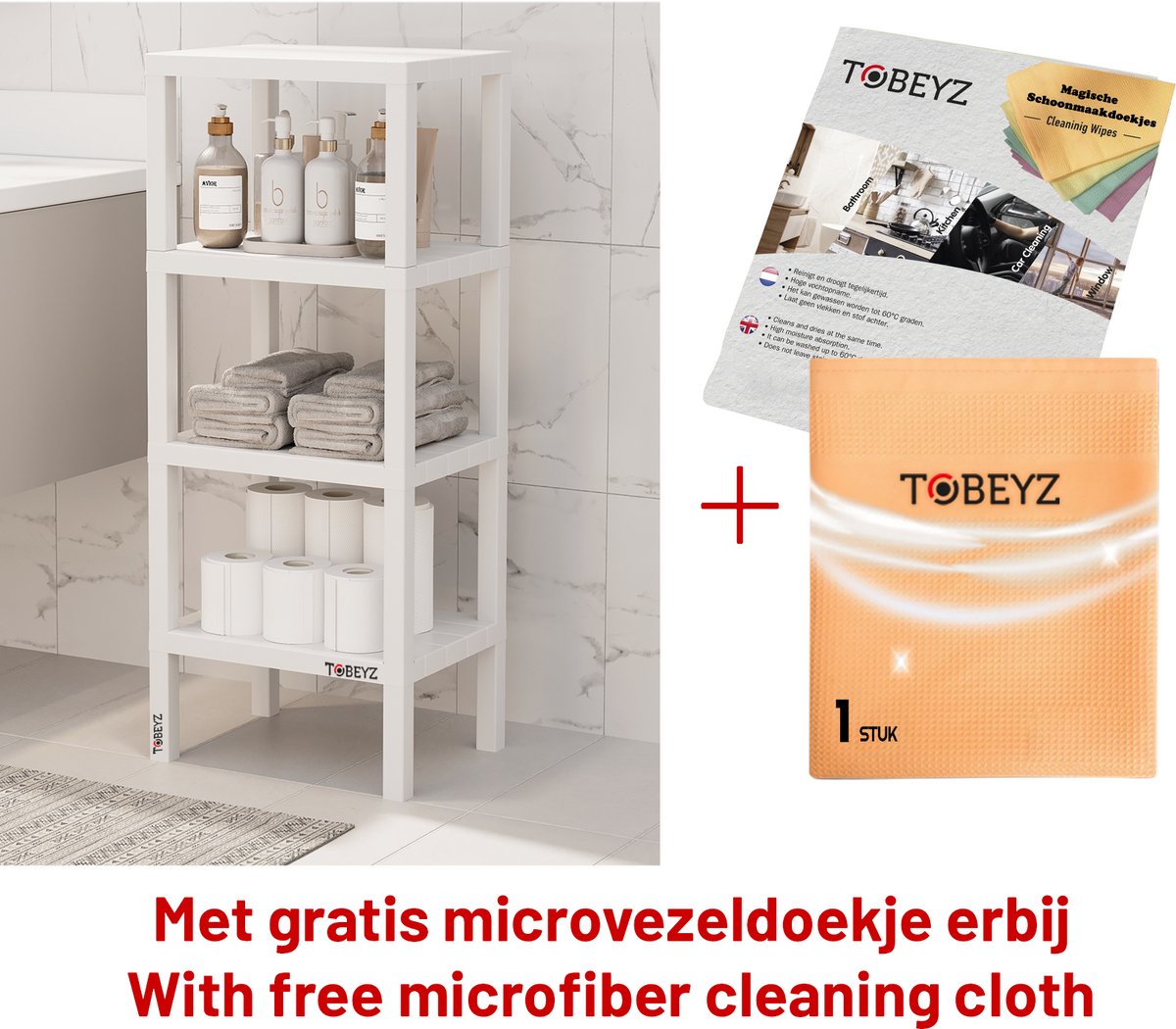 Premium 4-Tier Standing Storage Rack 38x33x100cm - White BPA-Free Multi-Purpose Bathroom and Kitchen Organization System for Maximum Space Efficiency and Modern Storage Solutions