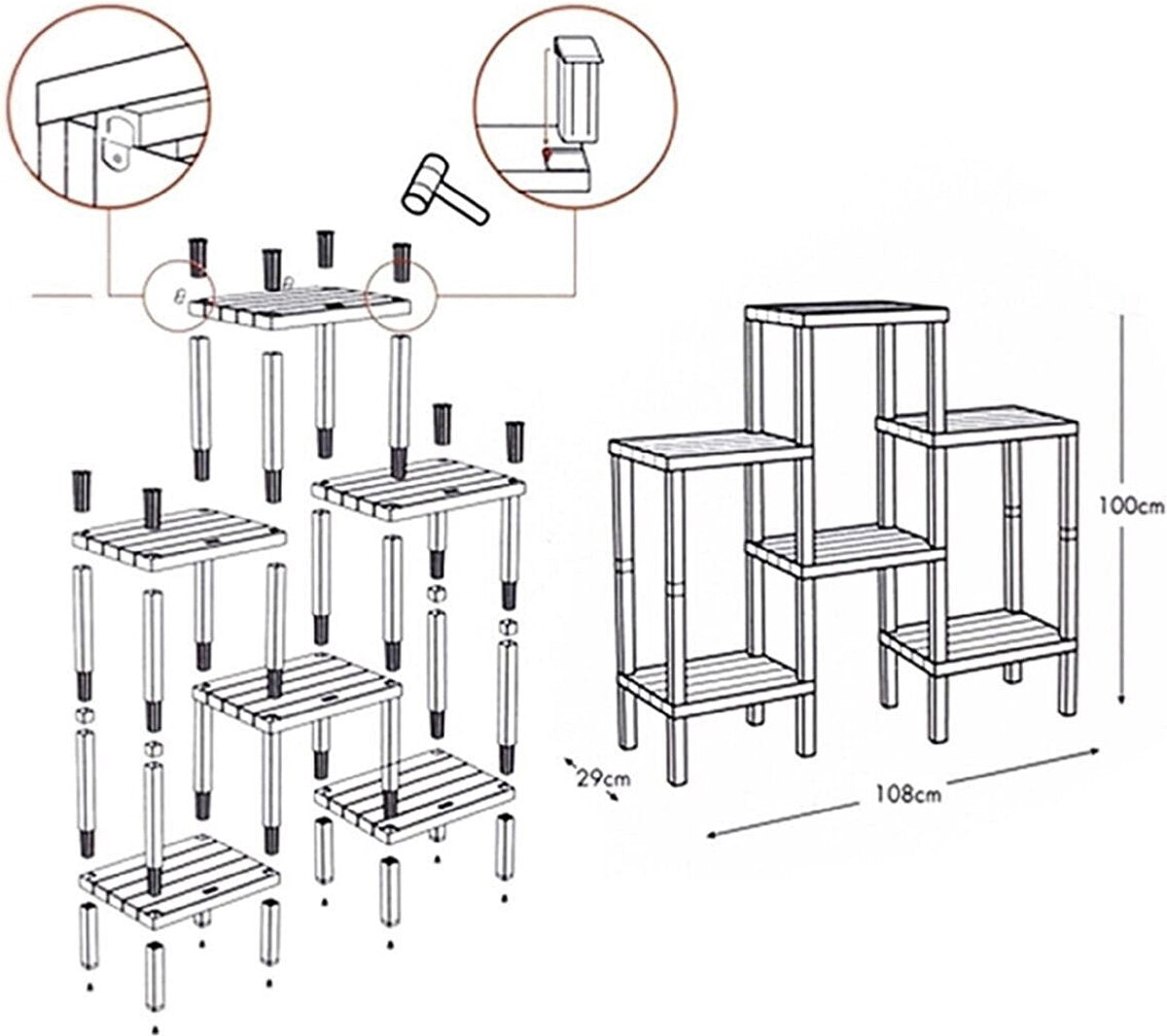 Premium 6-Tier Multifunctional Plant Rack - Indoor/Outdoor Plant Stand Display Ladder for Home & Garden