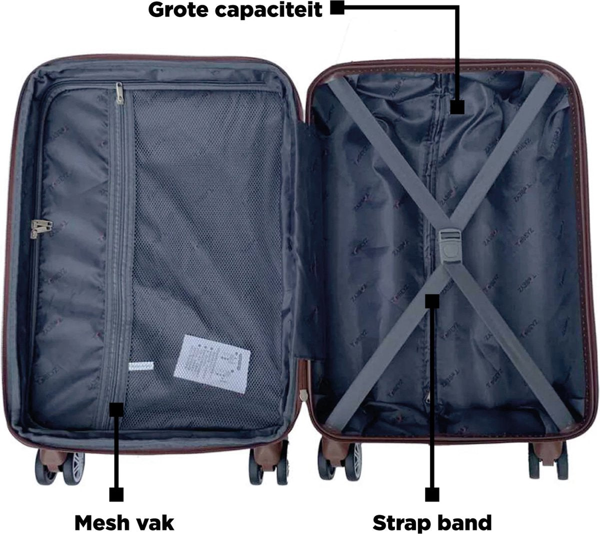 TOBEYZ Suitcase Dark Gray Hand Luggage Medium Rollable on 4 Wheels Sturdy ABS Lightweight Trolley