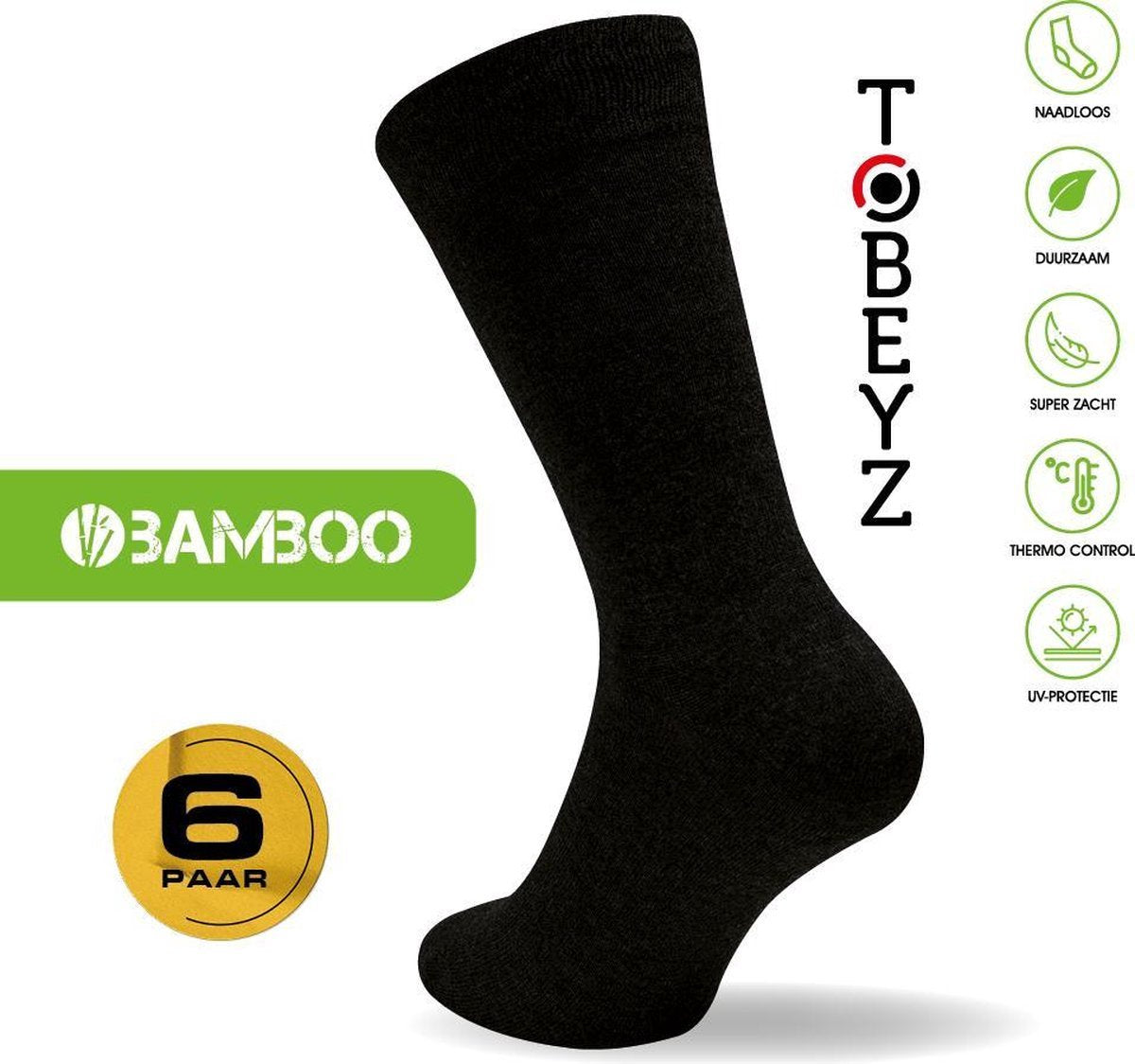 Premium High-Quality Bamboo Socks - 6 Pairs Black, 84% Bamboo Fiber, Size 39-42, Seamless Unisex Design for Ultimate Comfort & Moisture-Wicking Performance