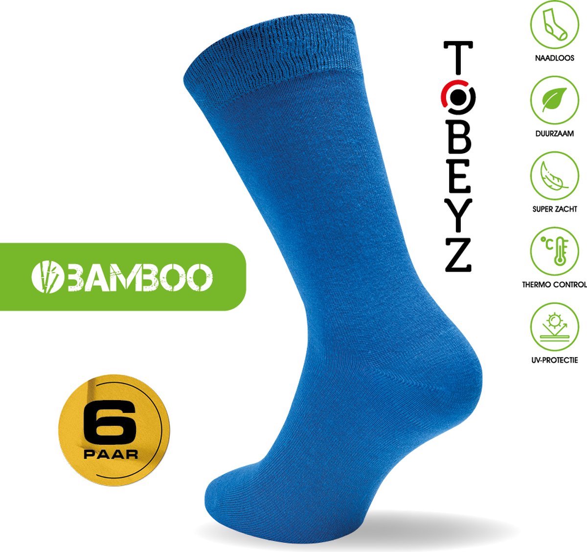 Premium Quality Bamboo Socks Blue Bamboo 80% 6-Pack Size 39-42 Ladies and Gentlemen