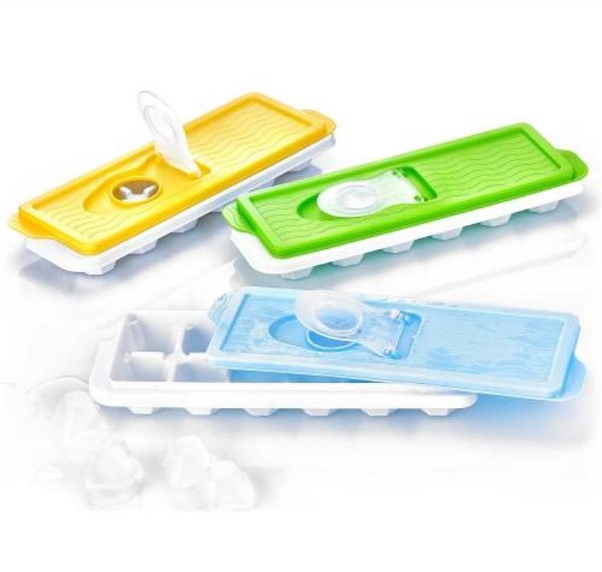Premium 3-Pack Gondol Silicone Ice Cube Tray Set - Multi-Color Ice Makers with Lids