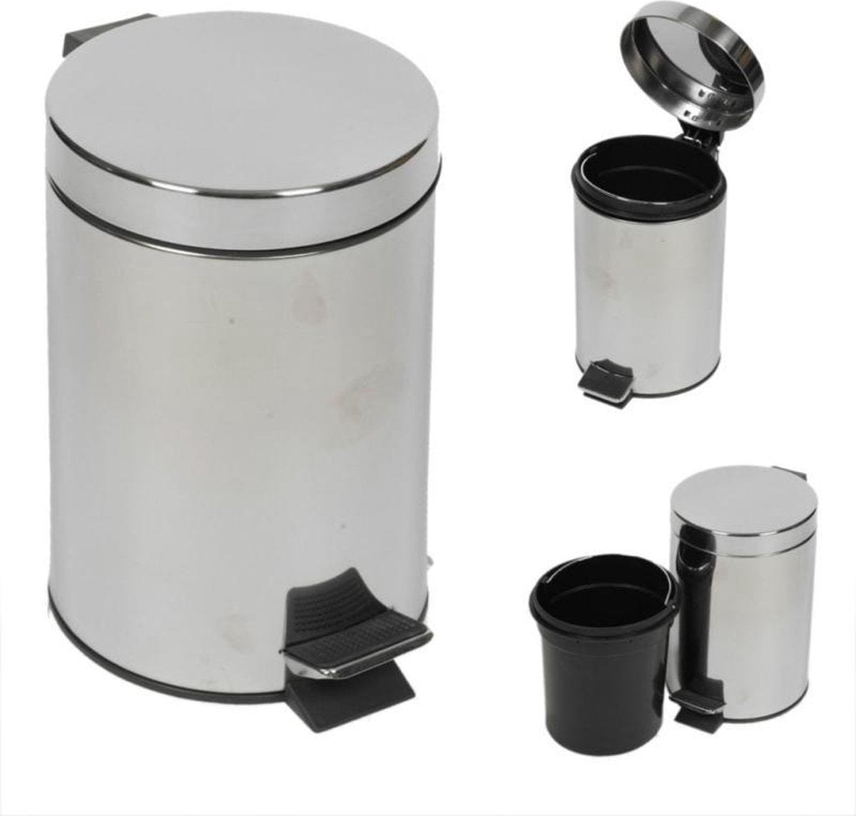 TOBEYZ Premium 3L Pedal Trash Bin - Stainless Steel Compact Waste Bin with Foot Pedal Operation