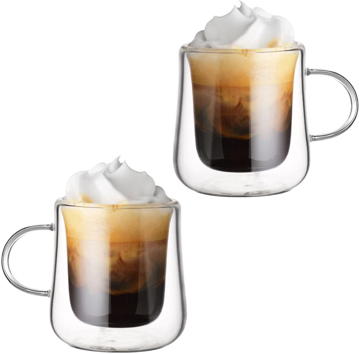 Tobeyz Esmerina Theeglazen 300ml - Premium Double-Walled Glass Tea Cups with Handle for Hot & Cold Beverages - Set of 6