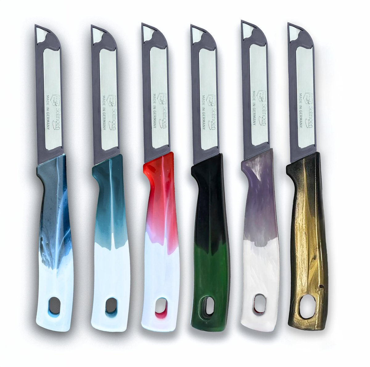 Solingen Serrated Knife - Vegetable and Tomato Knife 18.5cm with Blade Cover Ergonomic Handle Mix 6 Pieces