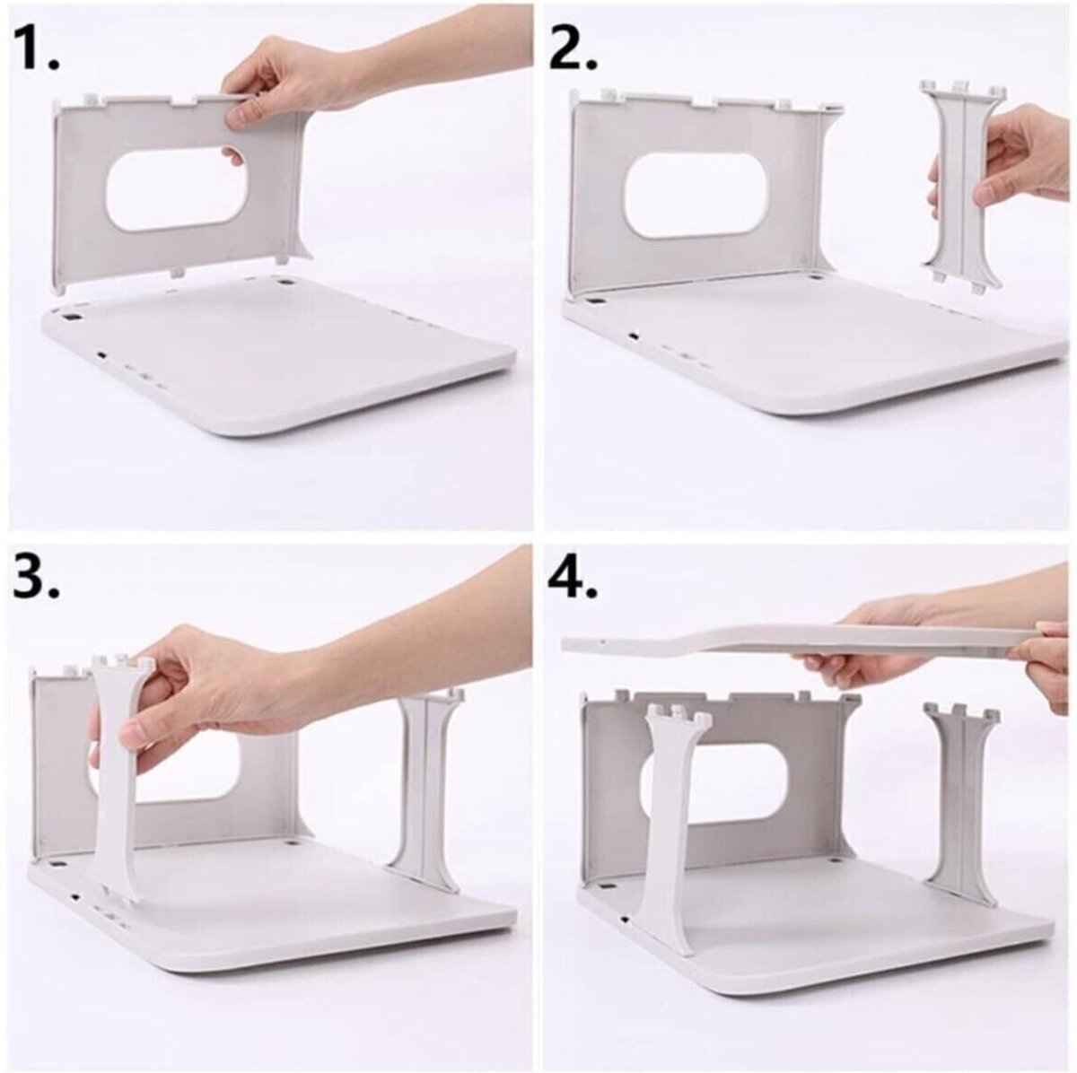 6-Compartment White Plastic Shoe Rack - Hallway Entryway Storage Organizer