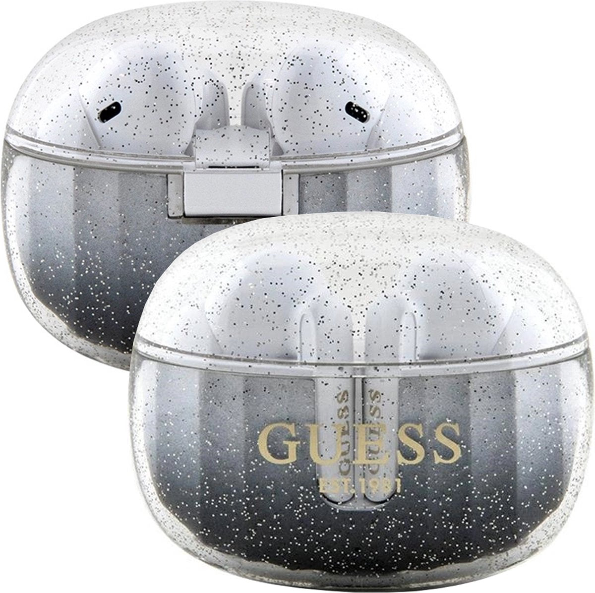 GUESS TWS Glitter Gradient Bluetooth Earphones with Charging Case - Wireless Premium Audio Experience Black