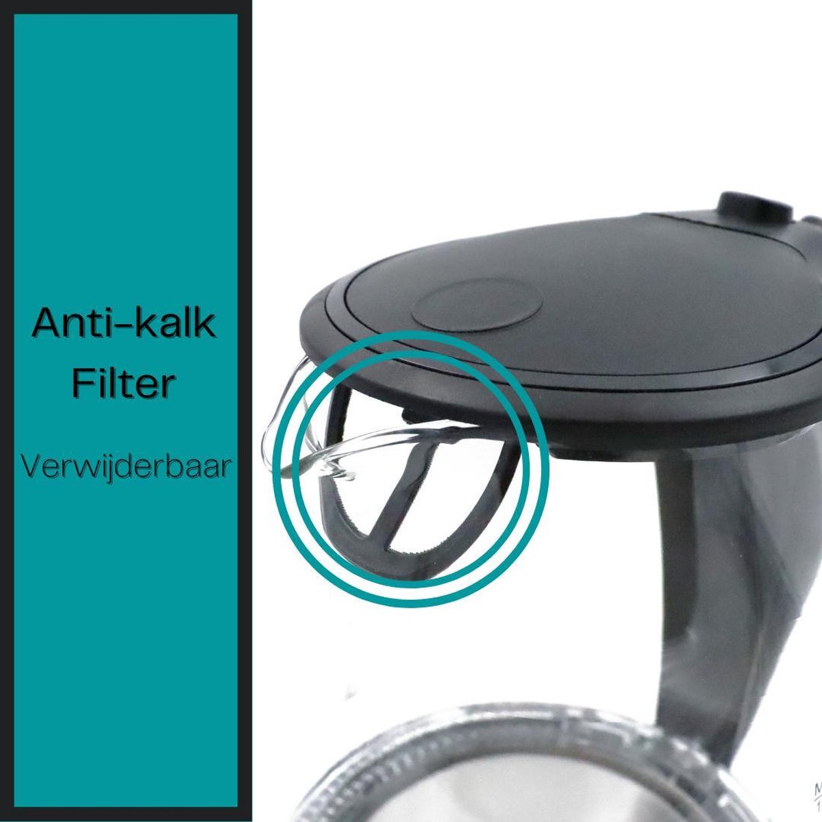 Yiltex Electric Kettle 1.7 Liter Glass Stainless Steel LED Lighting Water Kettles Black