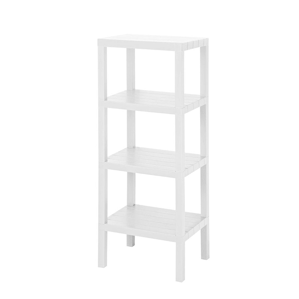 TOBEYZ Premium 4-Tier Standing Storage Rack White - BPA-Free Multi-Purpose Bathroom Kitchen Organizer Shelf System