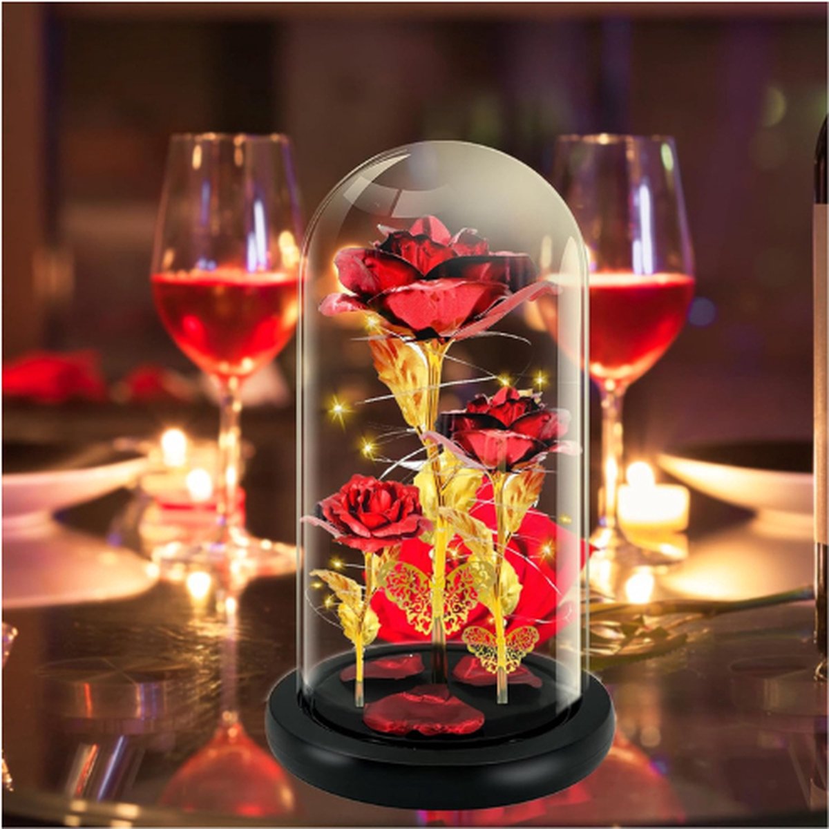 Eternal Rose Under Glass Dome LED Light Valentine's Day Mother's Day Romantic Gift