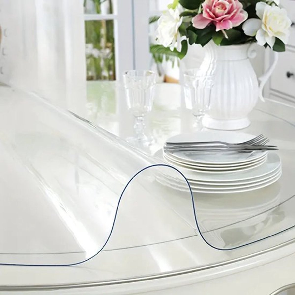 Premium Round Transparent Tablecloth 80cm Diameter 1.7mm Thickness Crystal Clear Table Protection