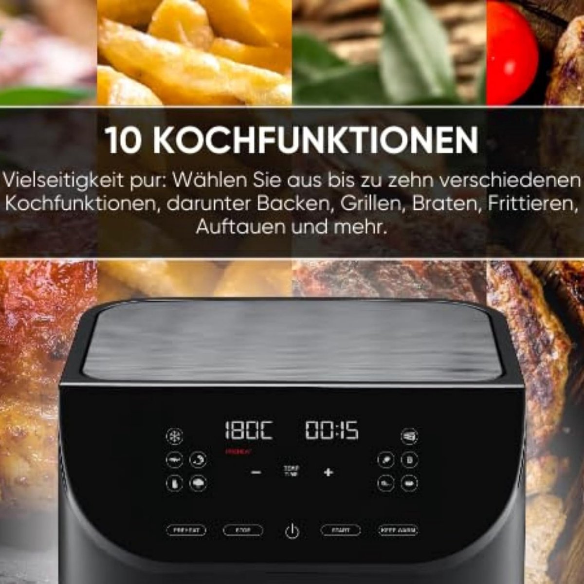 Eratec Premium Air Fryer 5.5L - Advanced Hot Air Technology with 75% Less Fat, Odorless Cooking, and Digital Touch Control for Healthier Delicious Meals and Family-Sized Cooking Solutions