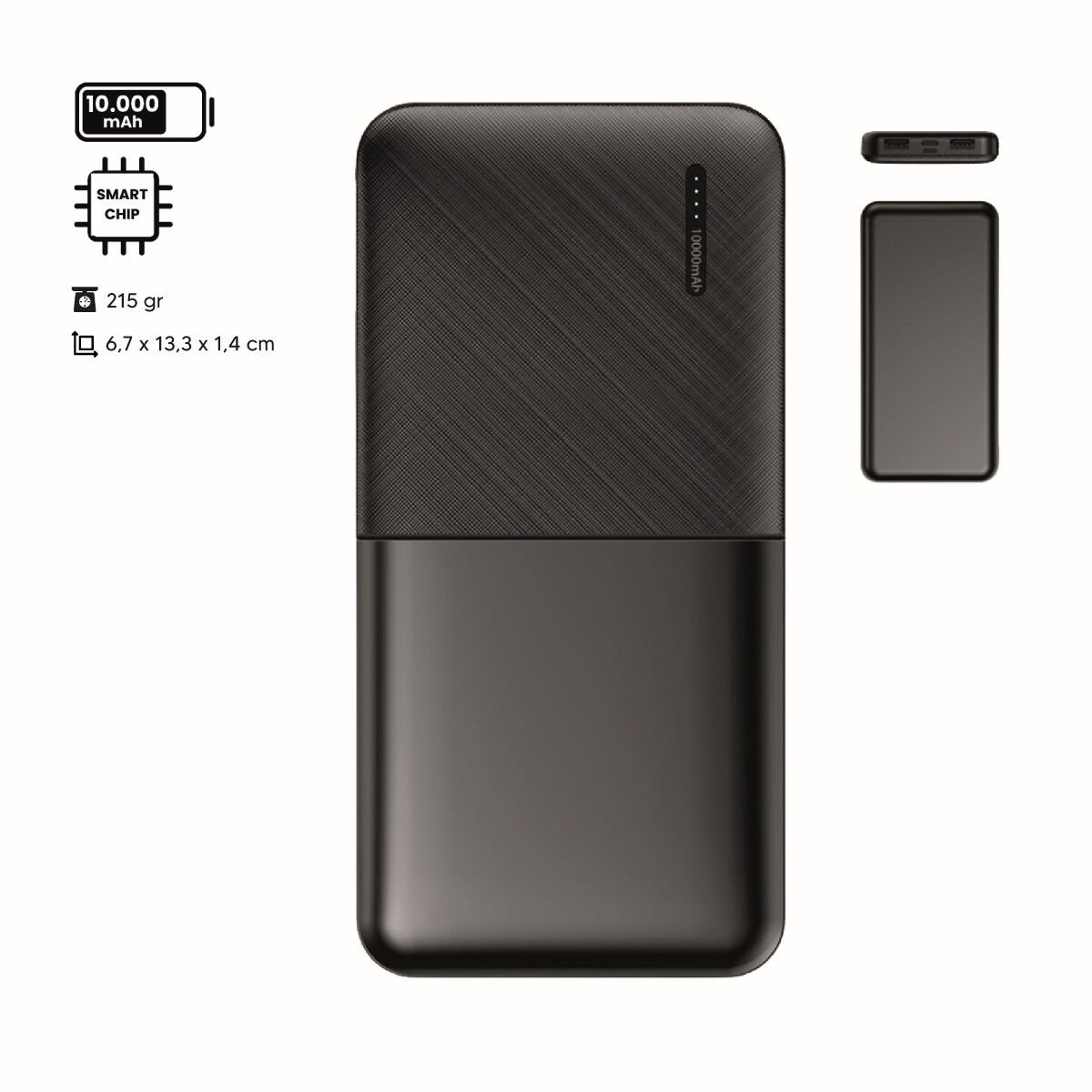 Electrox Powerbank 10000mAh 22.5W - High-Speed Portable Charging Solution with USB-A & USB-C Ports for Smartphones, Tablets & Gadgets in Joker Black