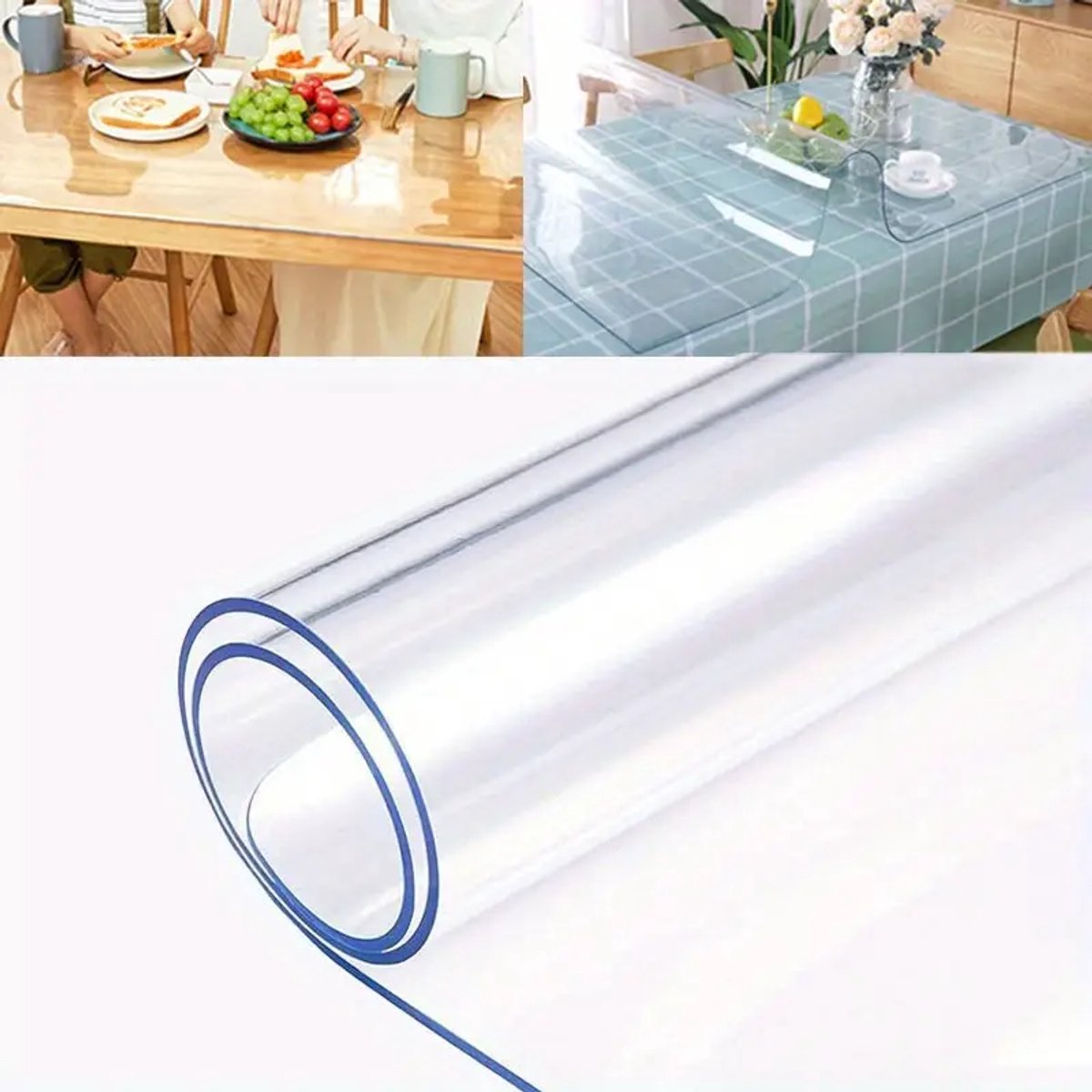Crystal Clear Table Protector - 1.7mm Premium PVC Table Cover - 100% Transparent