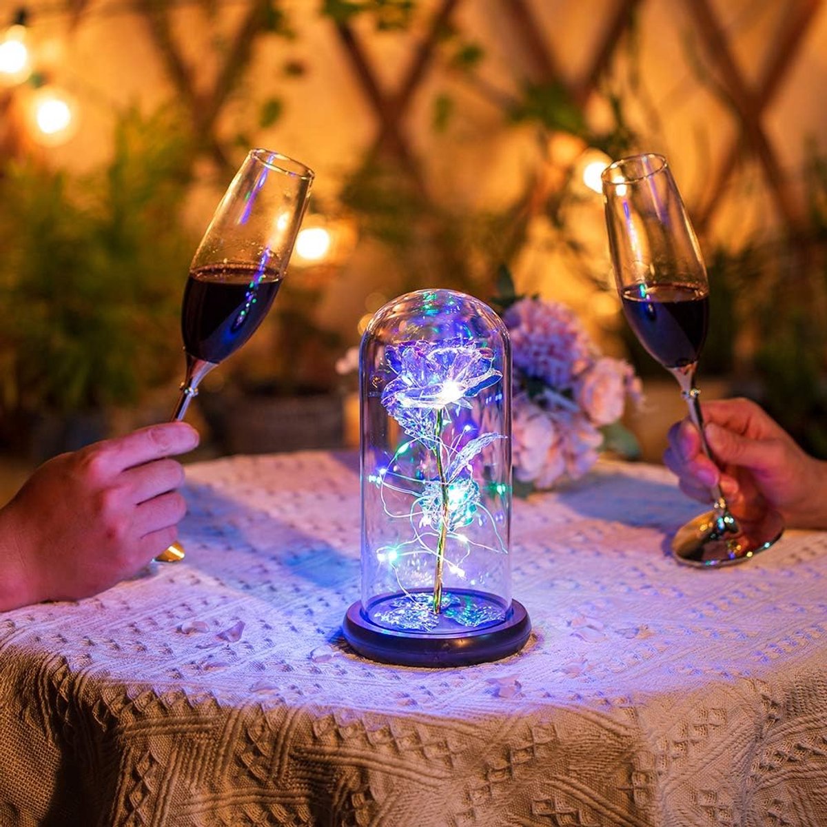 Galaxy Eternal Rose in Glass Dome - LED Light Valentine's Decorative Gift