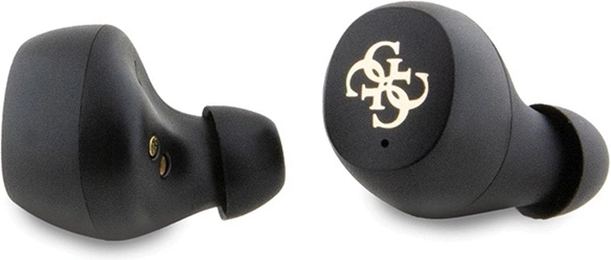 Guess True Wireless 4G Metal Bluetooth In-Ear Earbuds - Premium Designer Audio with Charging Case, Touch Controls & Long Battery Life in Sleek Black
