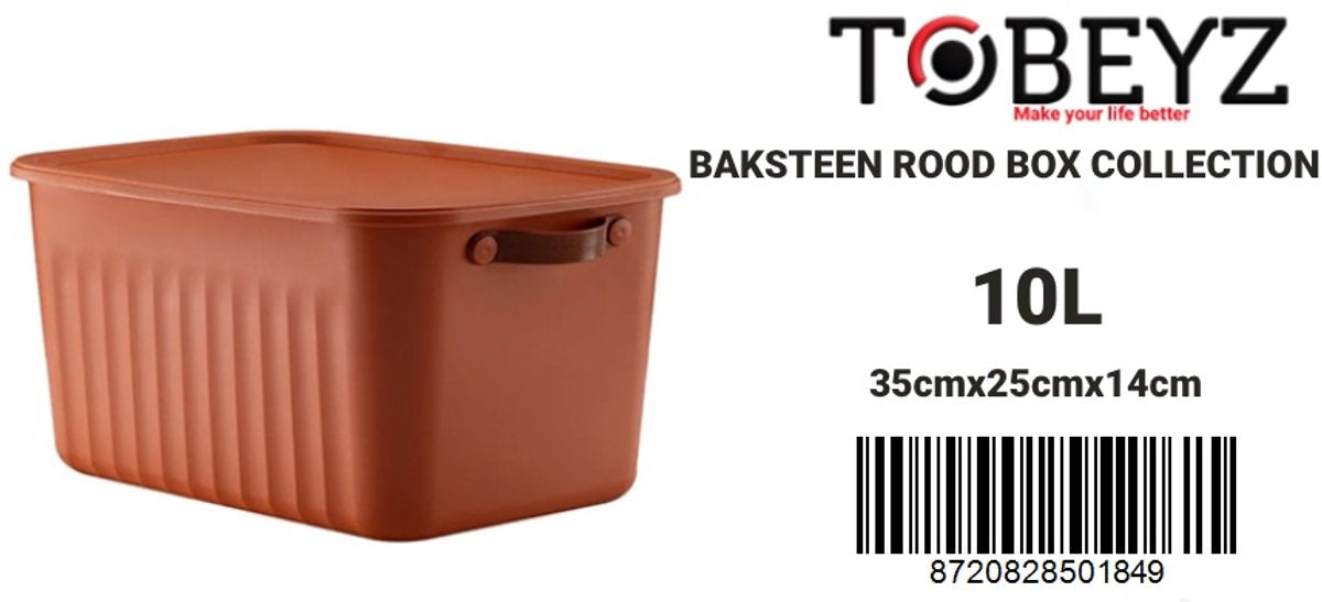 Tobeyz 3-Pack 10L Multi-Purpose Organizer Boxes with Lids - Brick Red Decorative Storage Containers