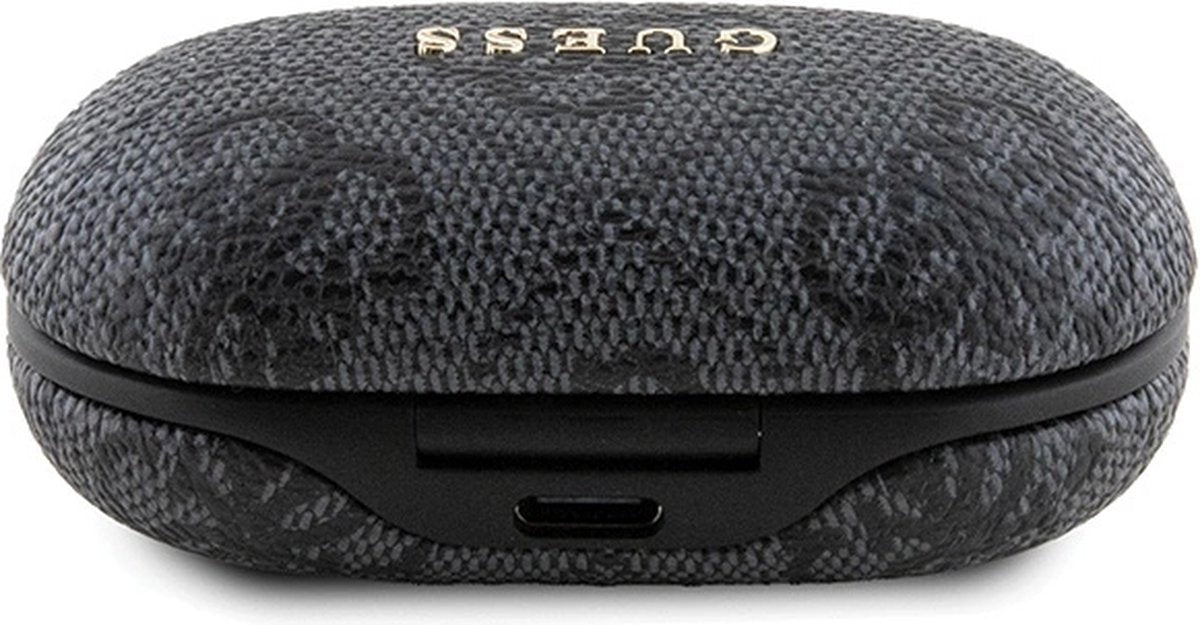 Guess True Wireless 4G Metal Bluetooth In-Ear Earbuds - Premium Designer Audio with Charging Case, Touch Controls & Long Battery Life in Sleek Black