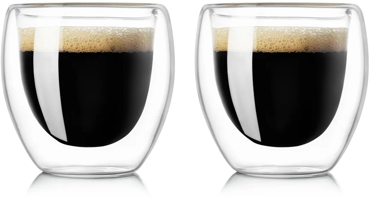 Tobeyz Esmerina Theeglazen 80ml - Premium Double-Walled Glass Espresso Cups - Perfect for Coffee, Tea & Desserts - Set of 6