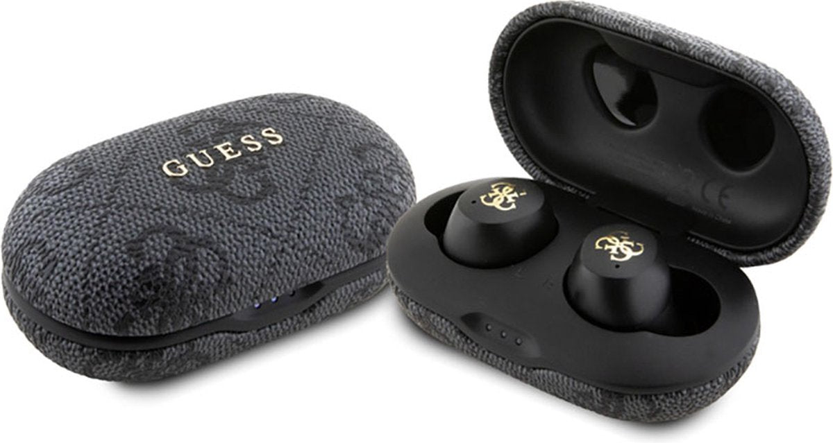 Guess True Wireless 4G Metal Bluetooth In-Ear Earbuds - Premium Designer Audio with Charging Case, Touch Controls & Long Battery Life in Sleek Black