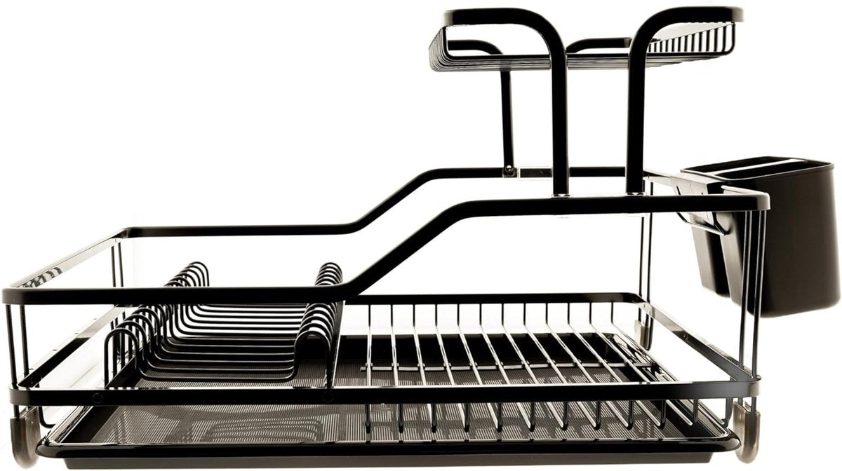 Tobeyz Black Dish Drying Rack Almina Practical and Space-Saving Dish Drainer for Your Tableware Modern Kitchen Organization