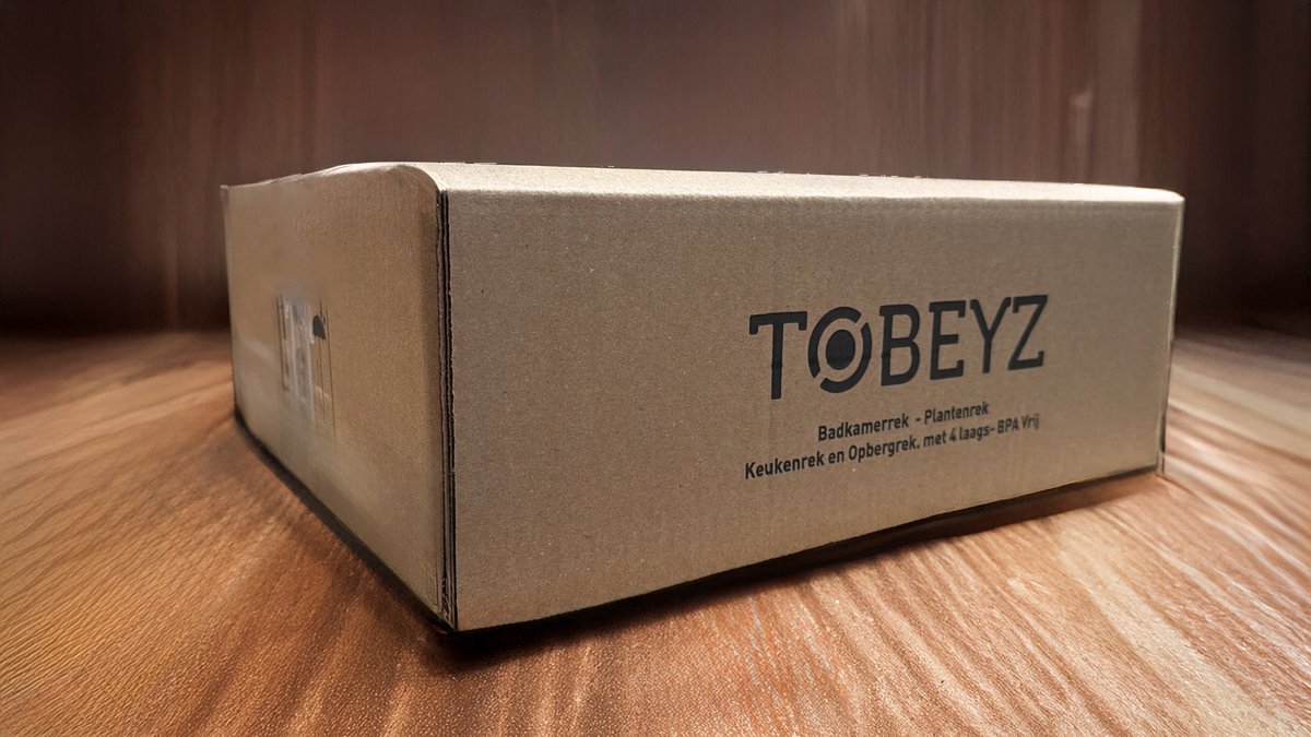 TOBEYZ Premium 4-Tier Standing Storage Rack Black - BPA-Free Multi-Purpose Bathroom Kitchen Organizer Shelf System