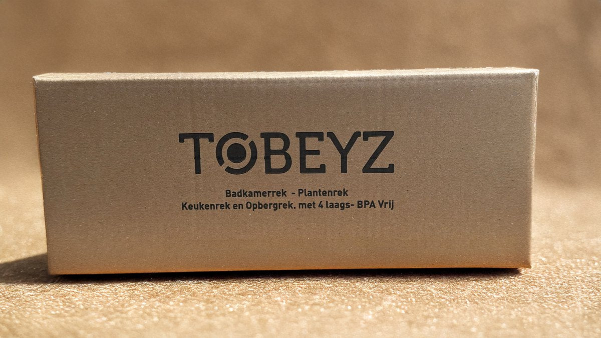 TOBEYZ Premium 4-Tier Standing Storage Rack Grey - BPA-Free Multi-Purpose Bathroom Kitchen Organizer Shelf System