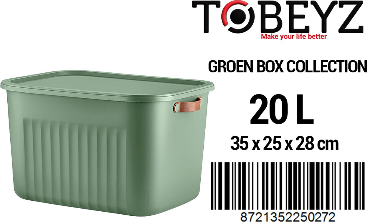 Tobeyz 20L BPA-Free Stackable Storage Bins with Lids - Green 3-Pack