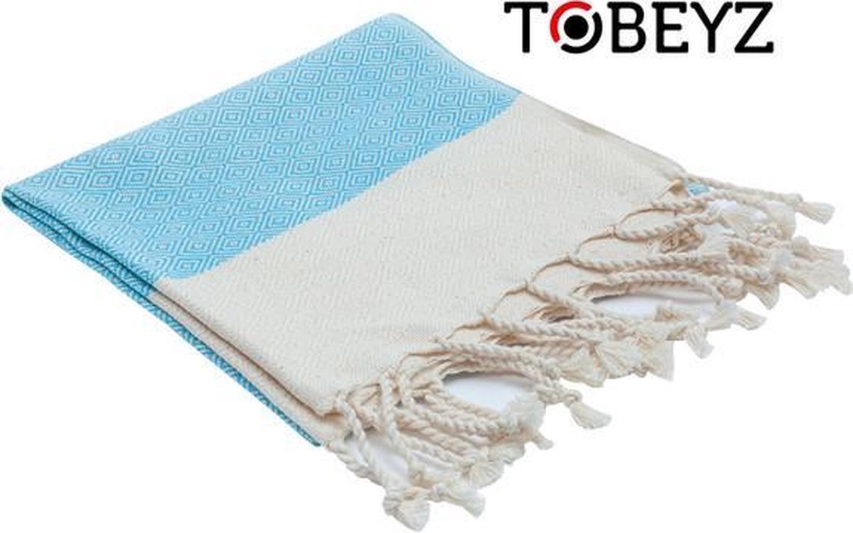 Premium 3-Pack Tobeyz Blue Towels - 100% Cotton 50x100cm Hammam Spa Sauna Towels Set