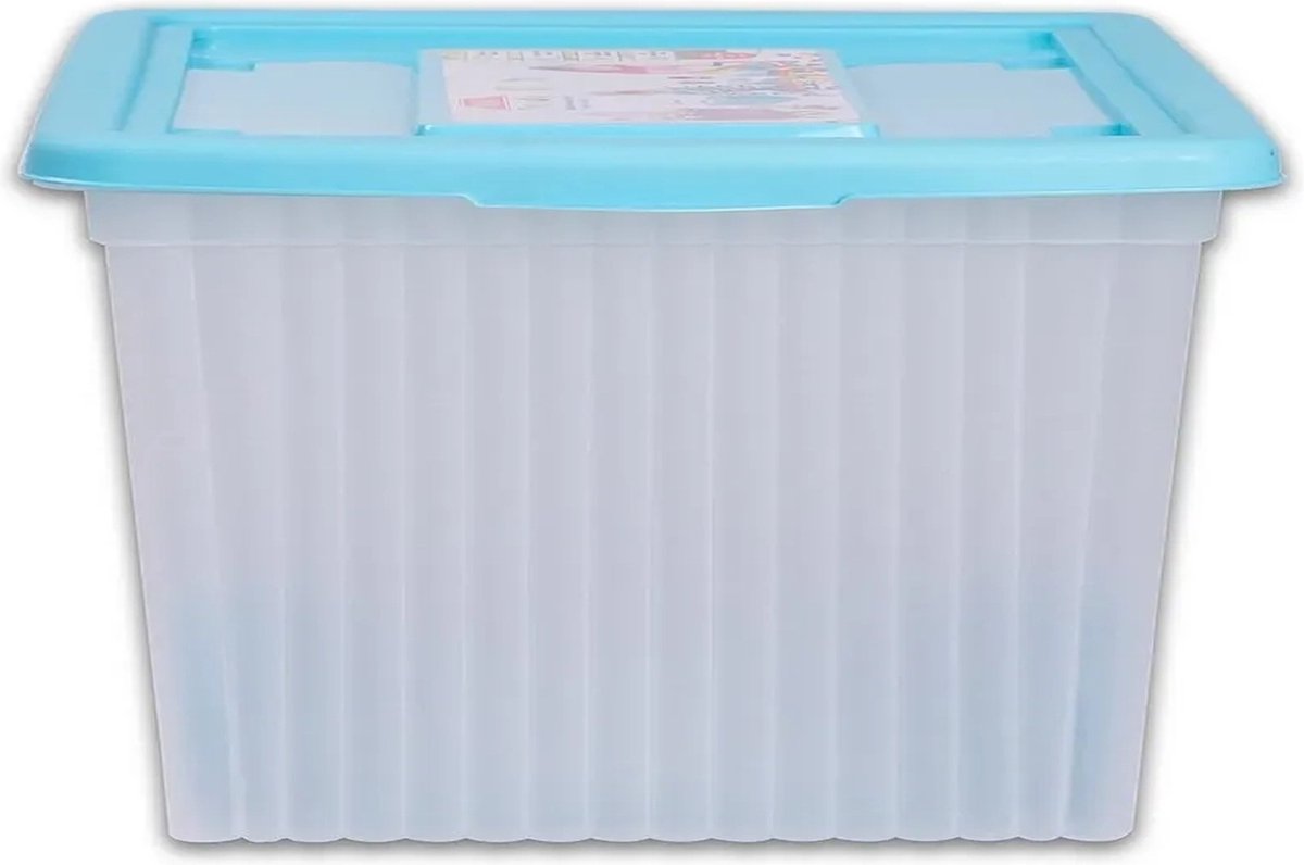 TOBEYZ Trendy Flora Storage Box Series - Toy Storage on Wheels 60 Liter Blue