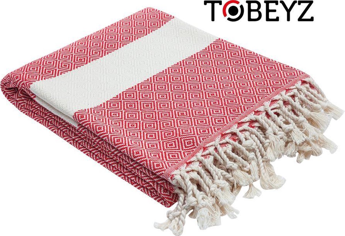 TOBEYZ Red Bath Towel 100 x 180 cm Hamam Towel Spa Towel Sauna Towel Turkish Bath Towel