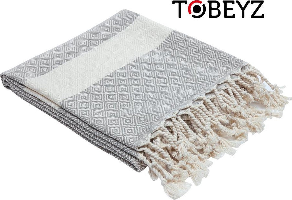 Tobeyz Grey Bath Towel 100 x 180 cm - Premium 100% Cotton Hammam Towel, Multi-Purpose Spa & Sauna Towel for Ultimate Comfort
