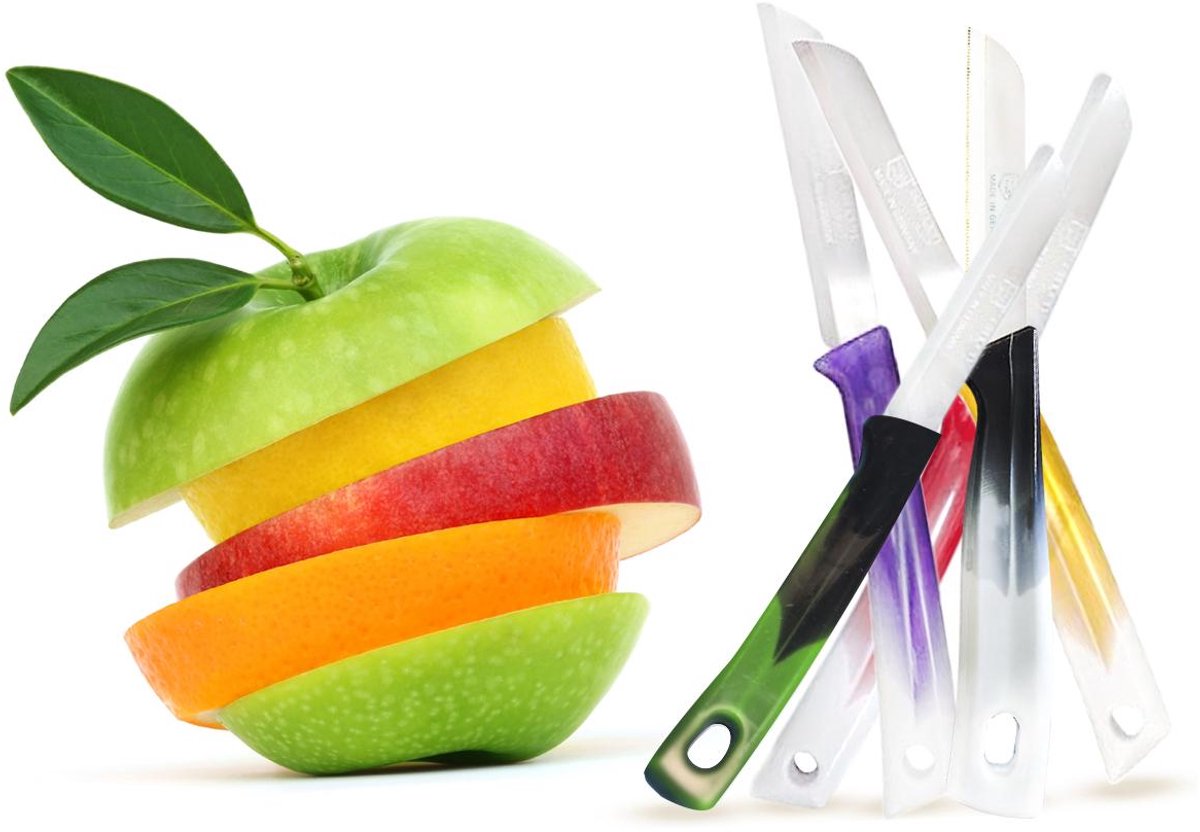 Premium Solingen 6-Piece Serrated Tomato & Vegetable Knife Set - 18.5cm Stainless Steel with Blade Covers & Ergonomic Black Handles