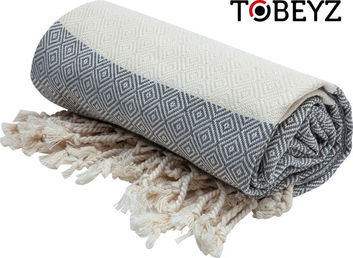 Premium Tobeyz Dark Grey Bath Towel - 100% Cotton 100x180cm Hammam Spa Sauna Towel