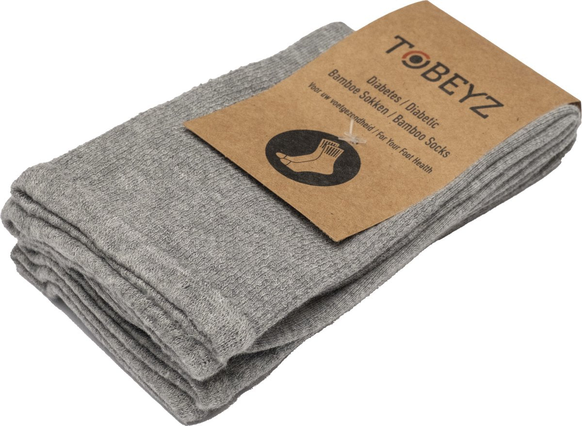 Tobeyz Premium Quality Bamboo Socks - 77% Bamboo Fiber Blend for Ultimate Comfort and Freshness - 6 Pair Pack in Light Gray - Size 40-46
