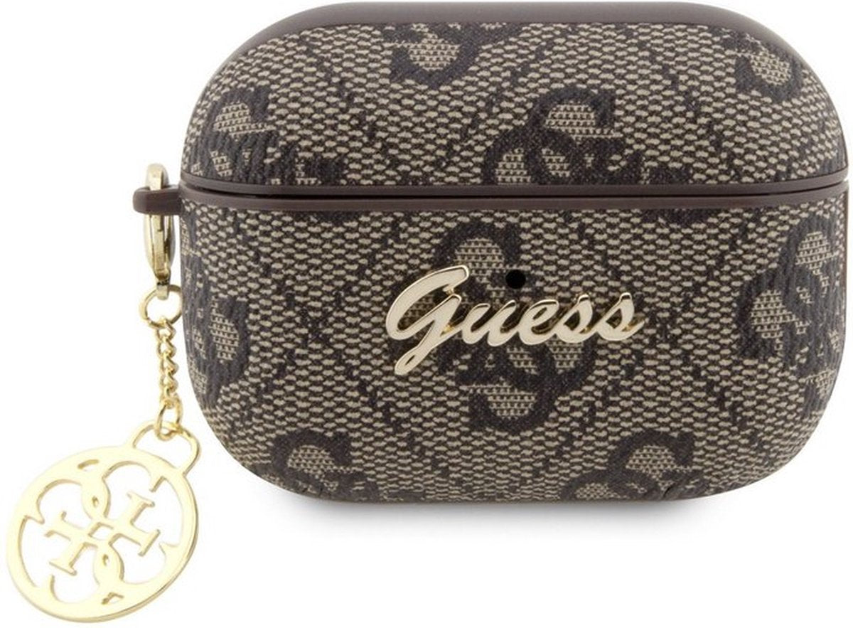 Guess 4G PU Leather Case for Apple AirPods Pro 2 - Premium Designer Protection with Iconic 4G Pattern, Brown Luxury Finish