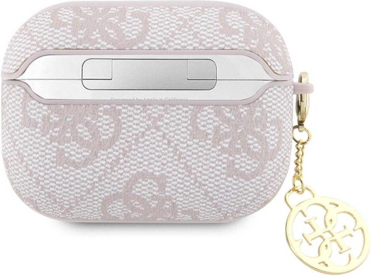 Guess 4G PU Leather Case for Apple AirPods Pro 2 - Pink Designer Protection with Signature 4G Pattern & Metal Logo Charm