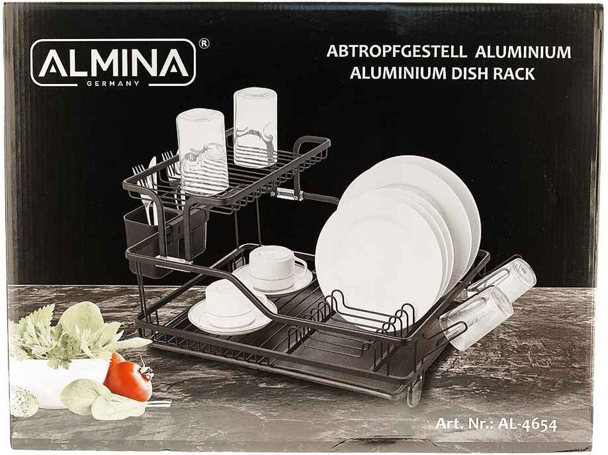Tobeyz Black Dish Drying Rack Almina Practical and Space-Saving Dish Drainer for Your Tableware Modern Kitchen Organization