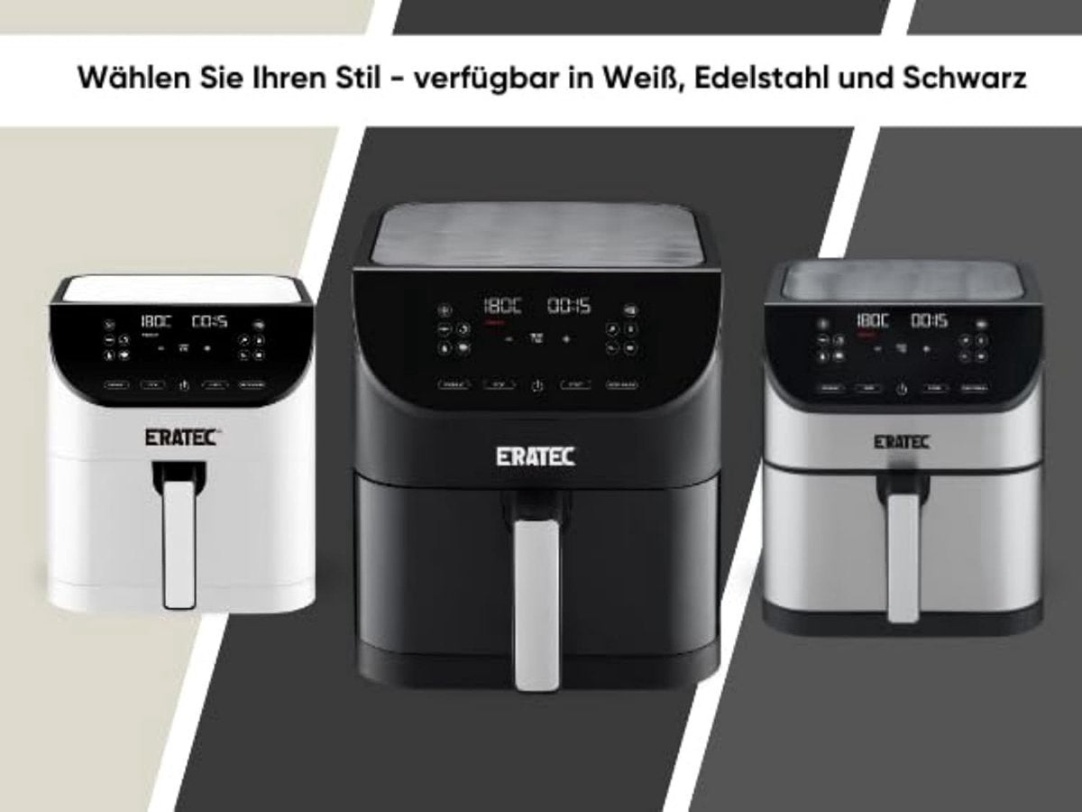 ERATEC AF-60 Air Fryer XXL 5.5L 1500W Oil-Free LED Touchscreen 10 Programs Stainless Steel Black