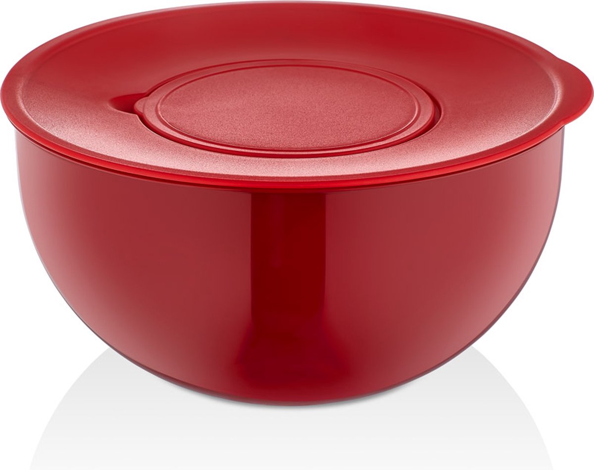 Tobeyz 2-in-1 Mixing Bowl Set with Lid & Grater - Premium BPA-Free Plastic Kitchen Essential in Vibrant Red for Efficient Food Prep & Storage